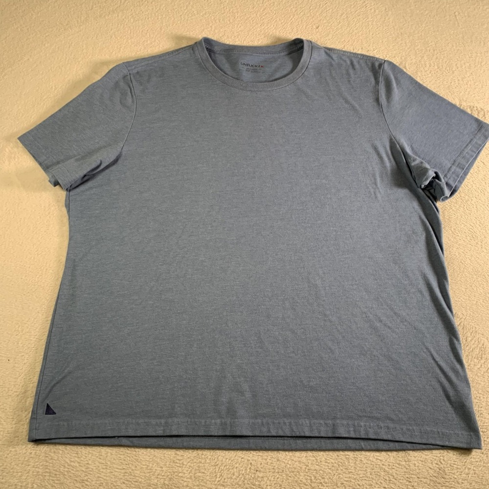 UNTUCKit‎ Shirt Mens 2XL Blue Solid Tagless Crewneck Tee Cotton Blend Casual